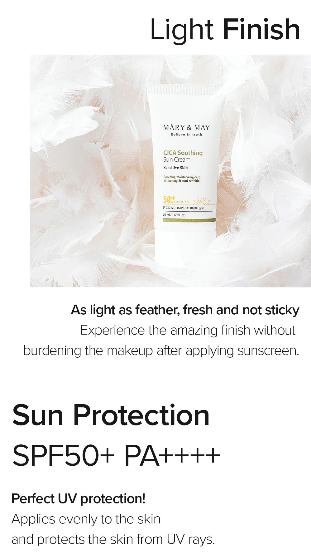 [Mary&May] CICA Soothing Sun Cream SPF50+ PA++++ - 50ml - Image 12