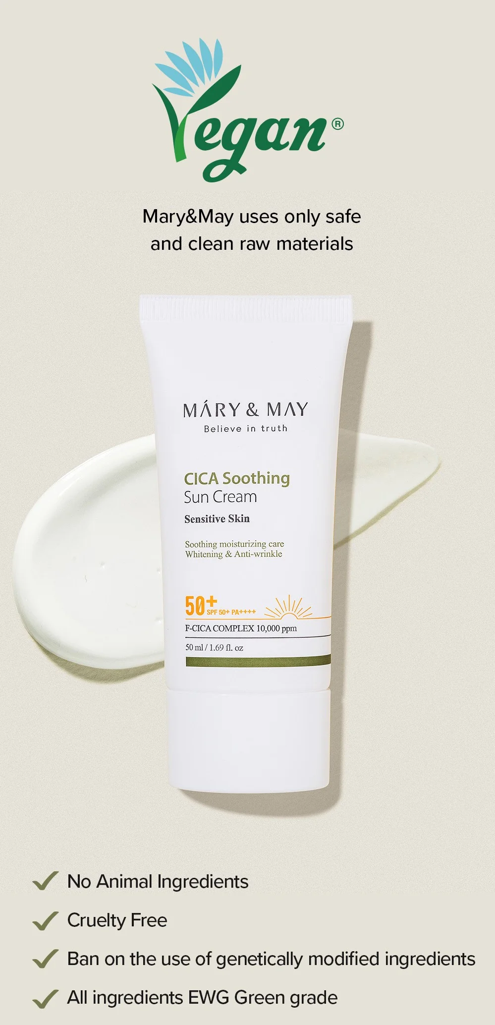 [Mary&May] CICA Soothing Sun Cream SPF50+ PA++++ - 50ml - Image 14