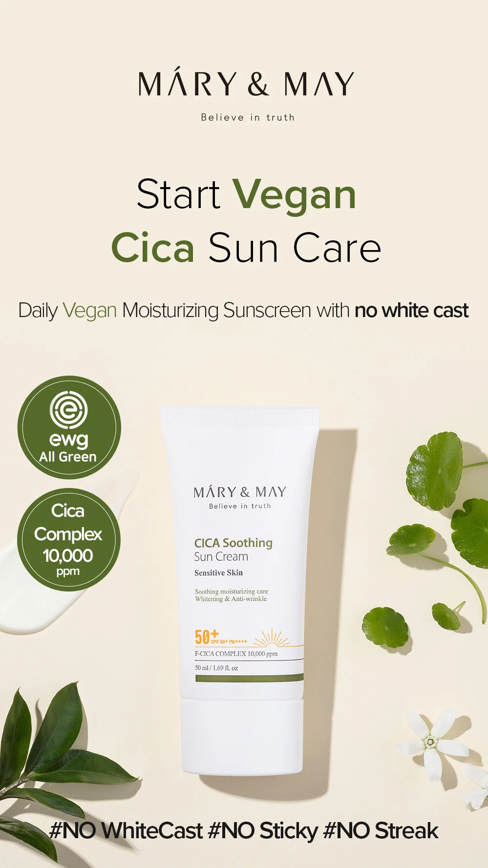 [Mary&May] CICA Soothing Sun Cream SPF50+ PA++++ - 50ml - Image 8