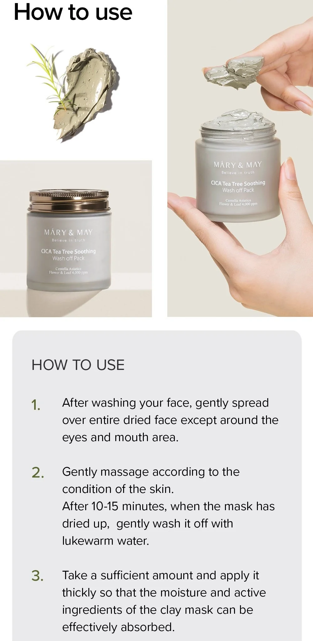 [Mary&May] CICA TeaTree Soothing Wash off Pack 125g - Image 19