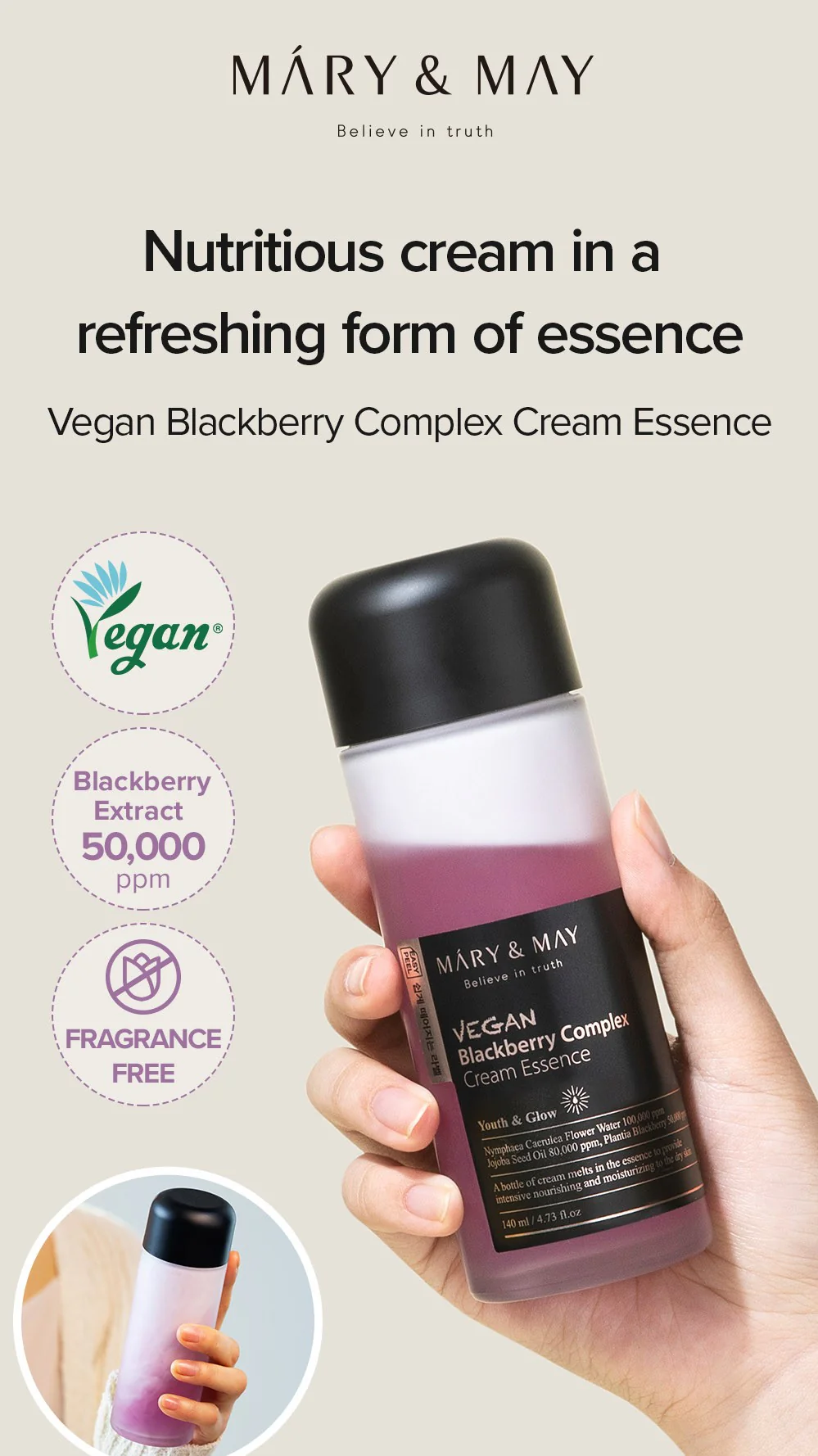 [Mary&May] Vegan Blackberry Complex Cream Essence 140ml - Image 10