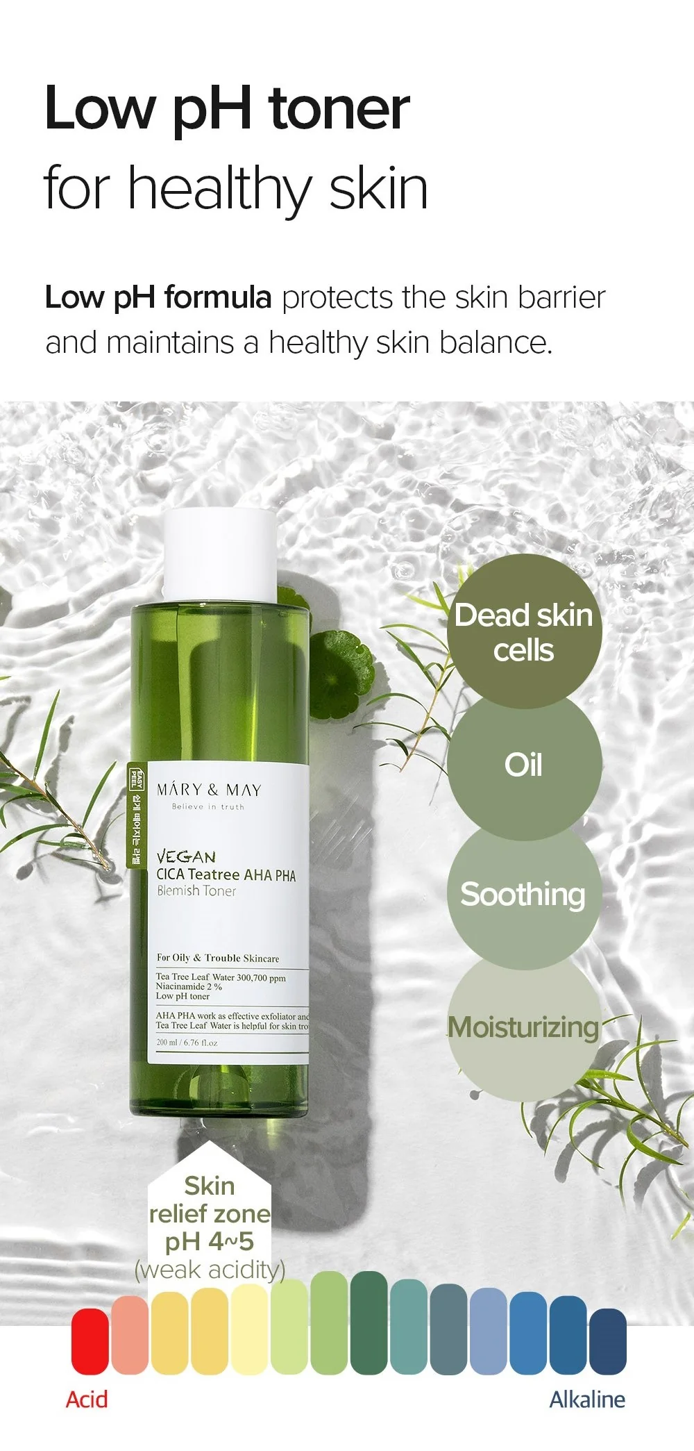 [Mary&May] Vegan CICA Tea Tree AHA PHA Blemish Toner - 200ml - Image 17