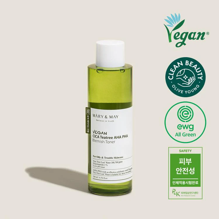 [Mary&May] Vegan CICA Tea Tree AHA PHA Blemish Toner - 200ml - Image 18