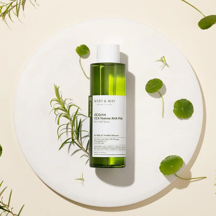 [Mary&May] Vegan CICA Tea Tree AHA PHA Blemish Toner - 200ml - Image 3
