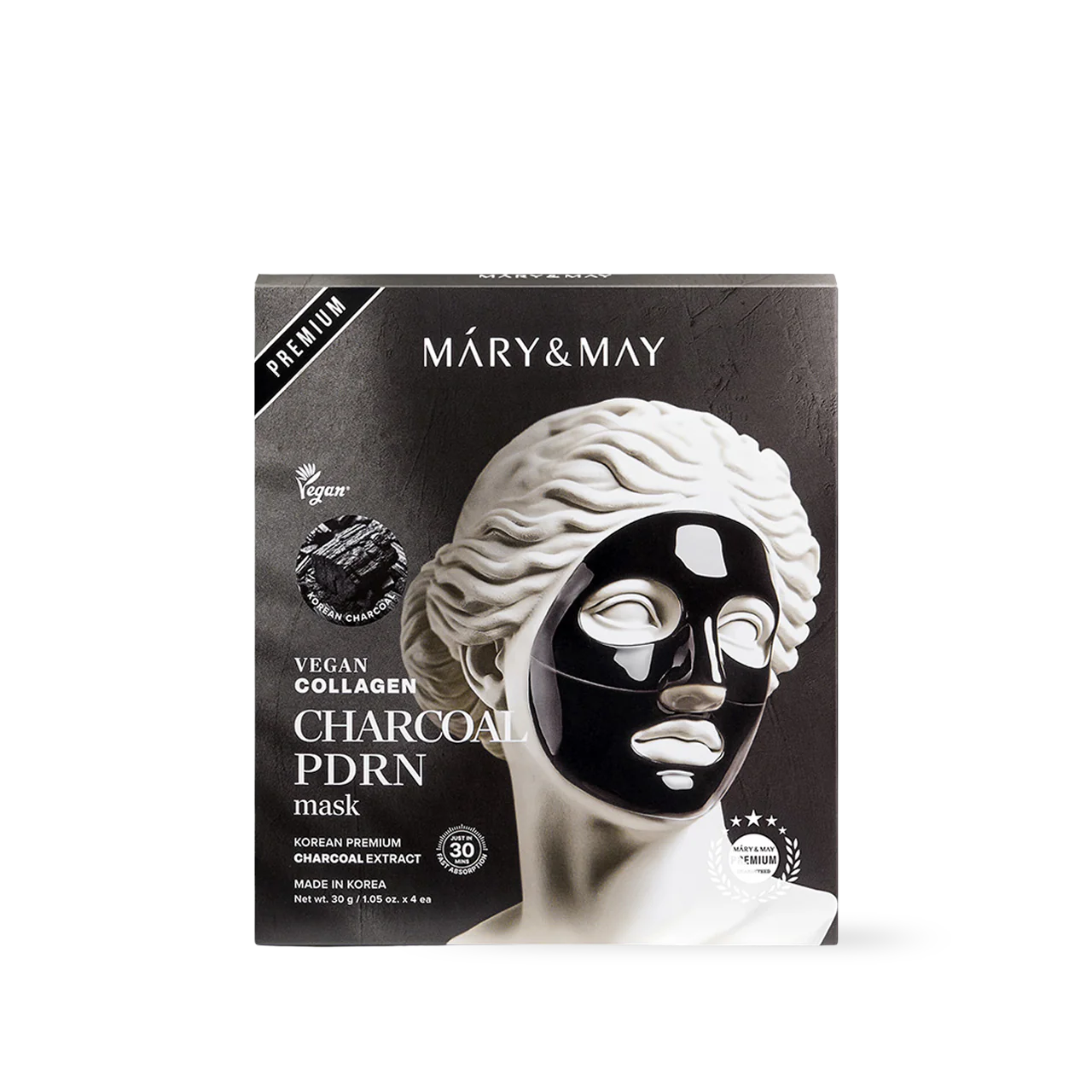 [Mary&amp;May] Mascarilla vegana de colágeno y carbón PDRN (30 g x4)
