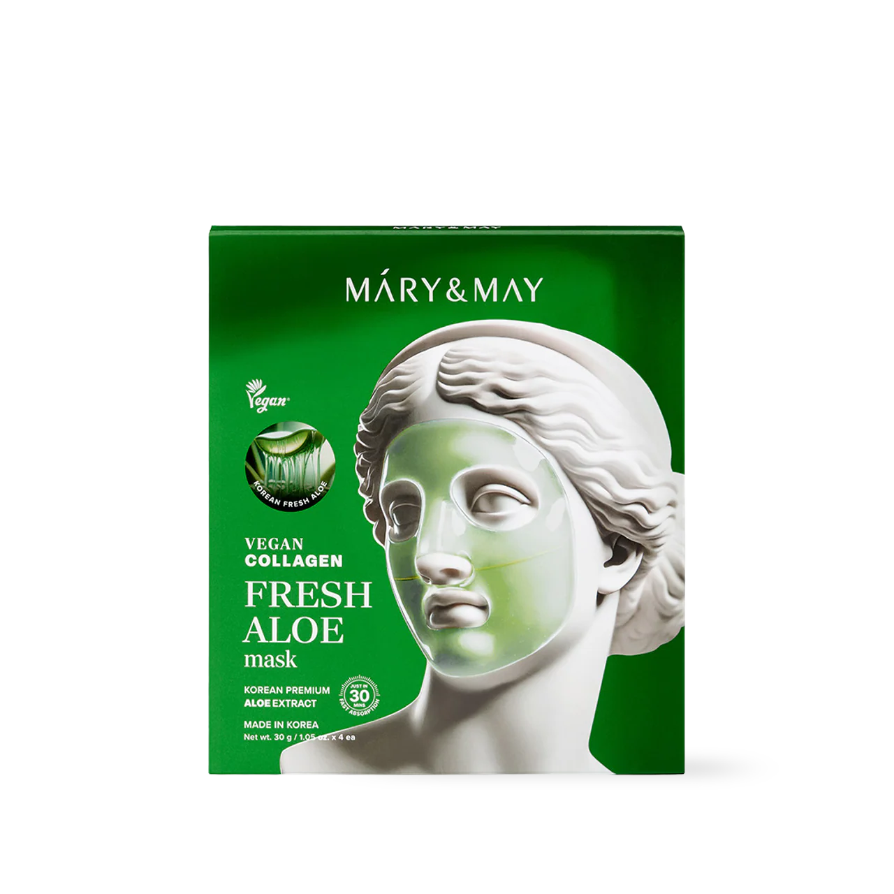 [Mary&amp;May] Mascarilla vegana de colágeno y aloe vera (30 g x4)
