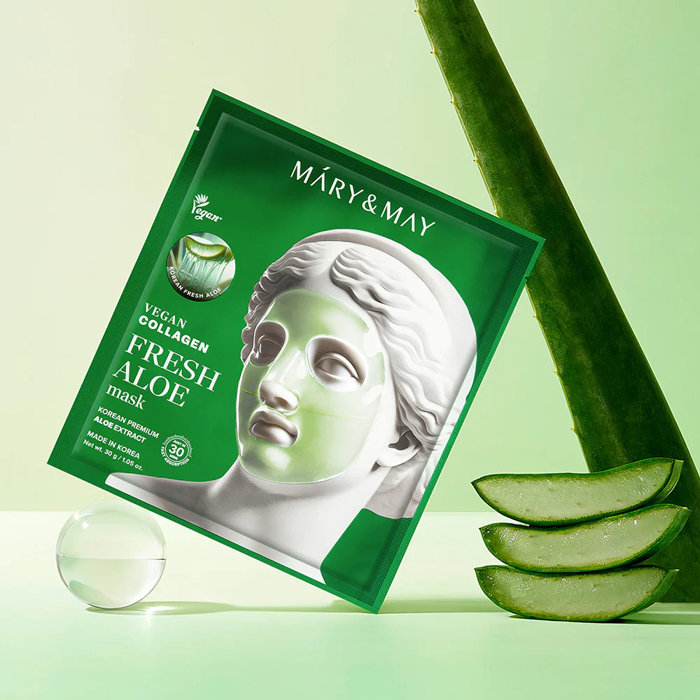 [Mary&amp;May] Mascarilla vegana de colágeno y aloe vera (30 g x4) - Image 4