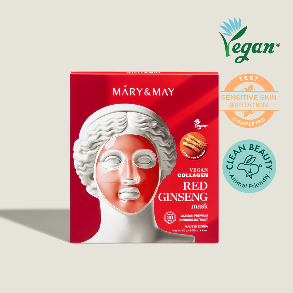 [Mary&amp;May] Mascarilla vegana de colágeno y ginseng rojo (30 g x4) - Image 2