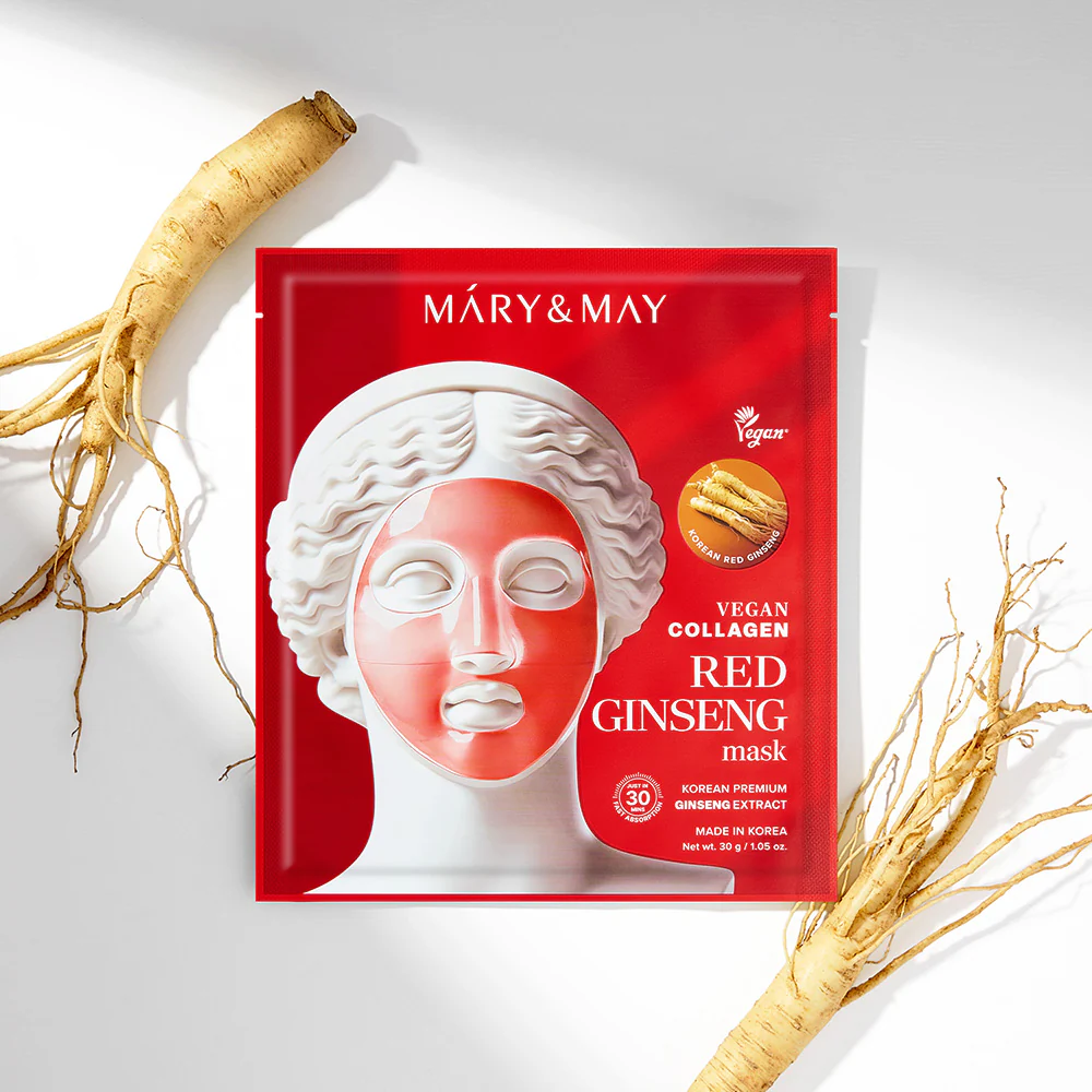 [Mary&amp;May] Mascarilla vegana de colágeno y ginseng rojo (30 g x4) - Image 3