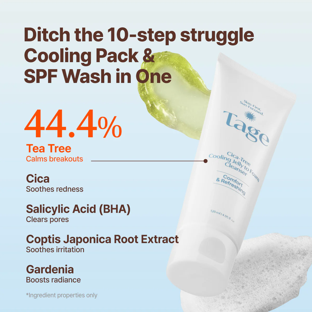 [Tage] Cica-Tree Cooling Jelly to Foam Cleanser 120ml - Image 8