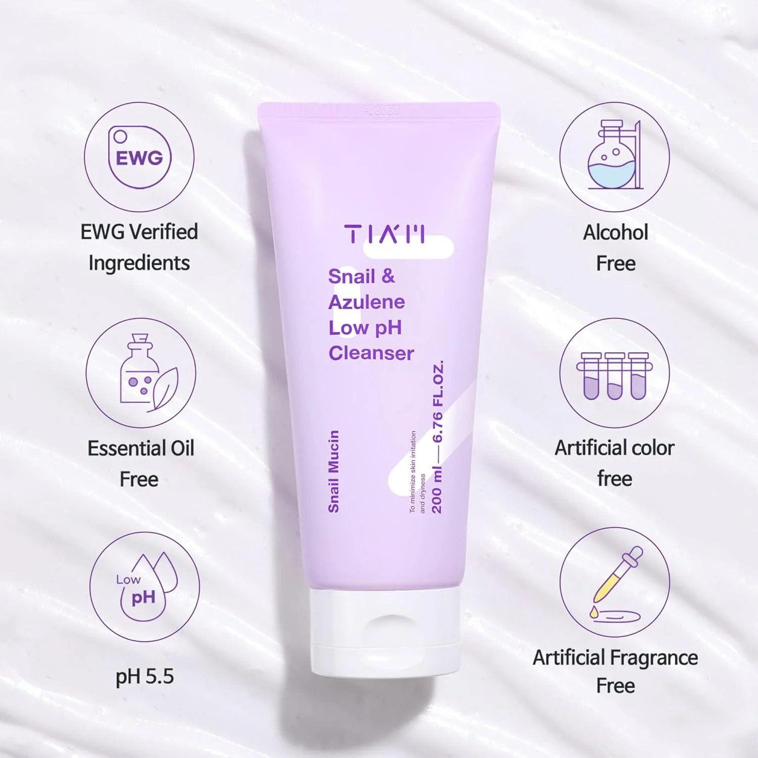 [TIAM] Snail & Azulene Low pH Cleanser - 200ml - Image 5