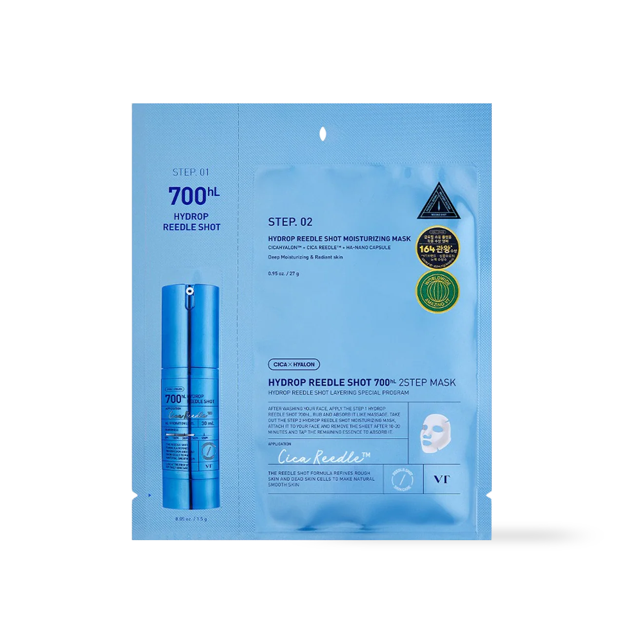 [VT Cosmetics] HYDROP Reedles Shot 700hL 2 STEP MASK