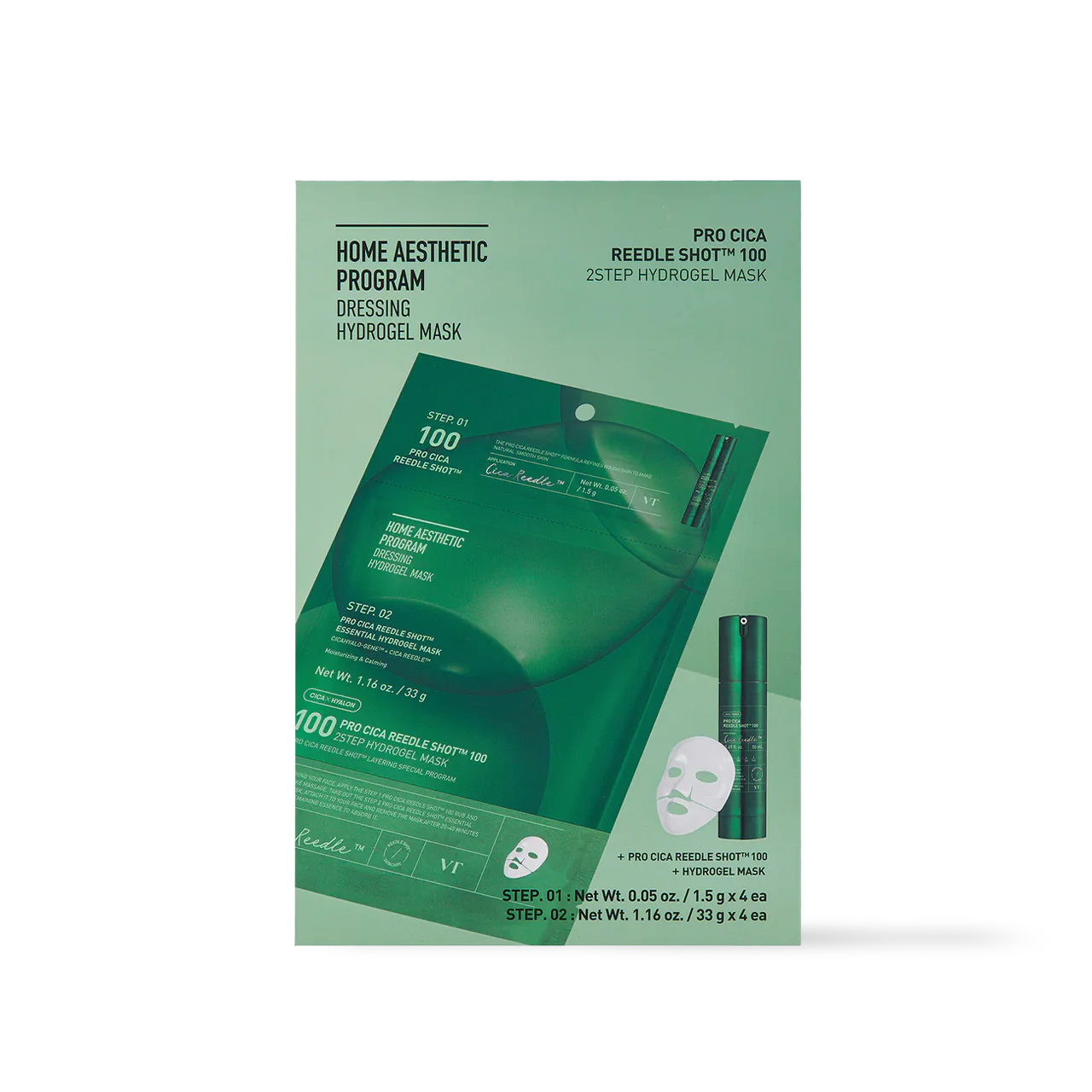 [VT Cosmetics] PRO CICA Reedle Shot 100 2STEP Hydrogel Mask - 2type