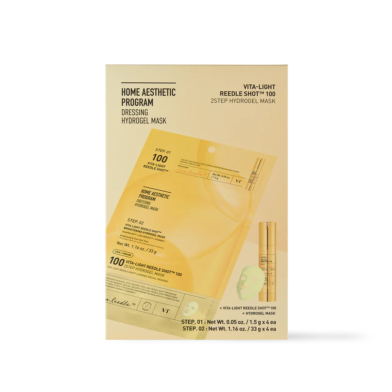 [VT Cosmetics] VITA-LIGHT Reedle Shot 100 2STEP Hydrogel Mask - 2type